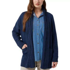 Chaps Women's Cable Neck Cardigan (Blue, Medium)